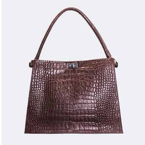 This Season’s Livie Brown Croco Tote Bag